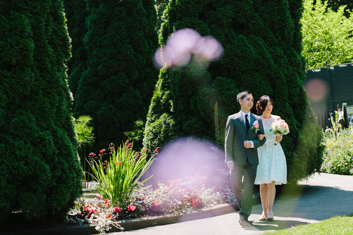 Groomsman and bridesmaid walking down the aisle