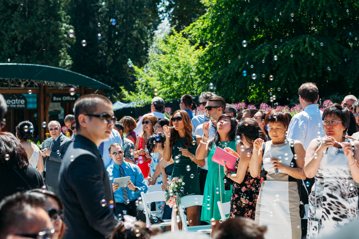 Wedding guests in Stanley Park Pavilion