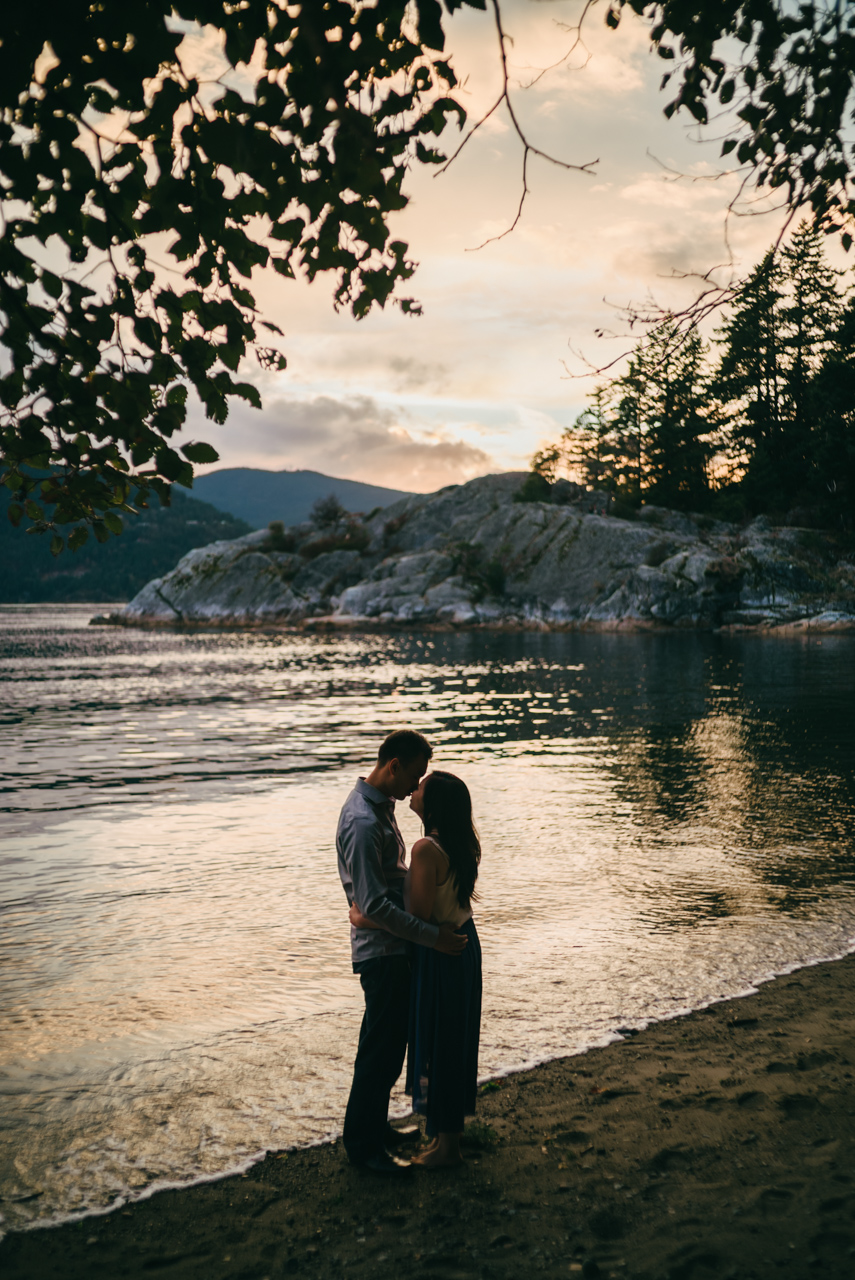 tabby & jimmy whytecliff west vancouver engagement photo shoot vancouver trees forest beach rock wedding west bc british columbia photography photo shoot