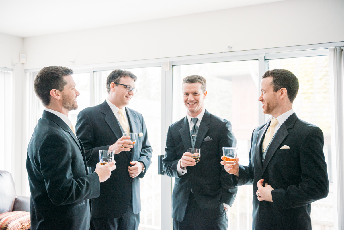 Groomsmen and groom having a great time