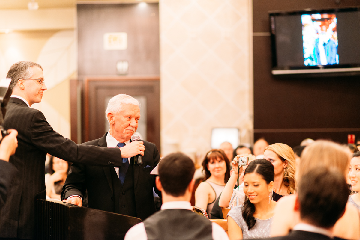 Dad giving speech during the wedding banquet