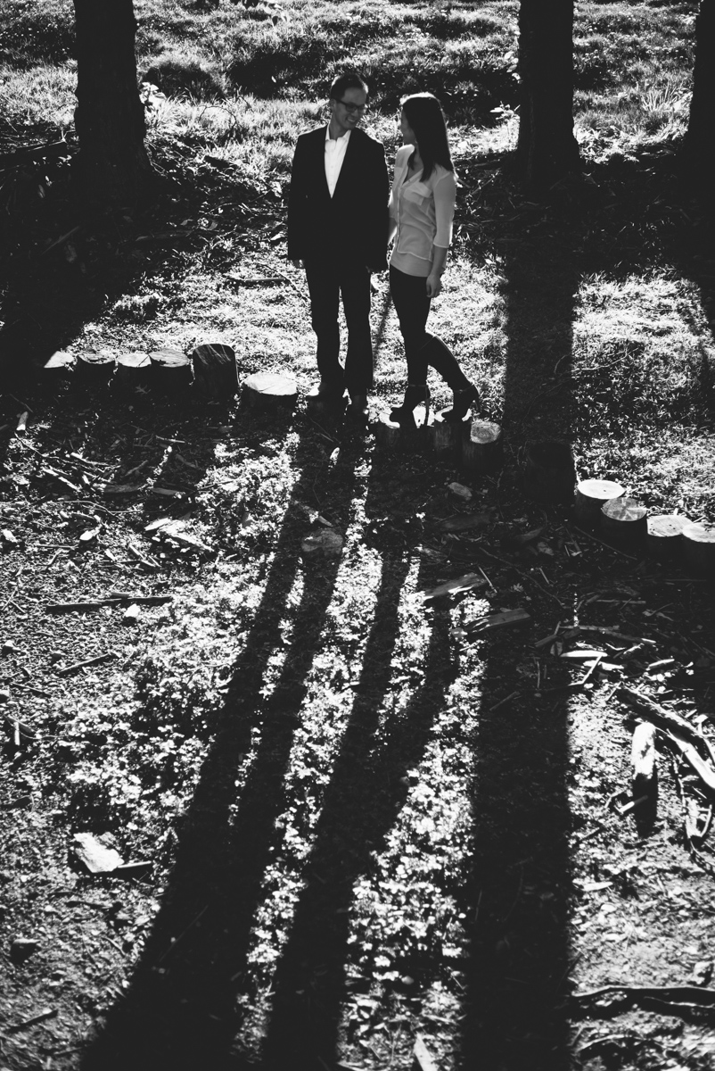 black and white tree engagement